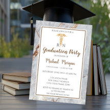 Elegante Marble Gold Nurse Graduation Party