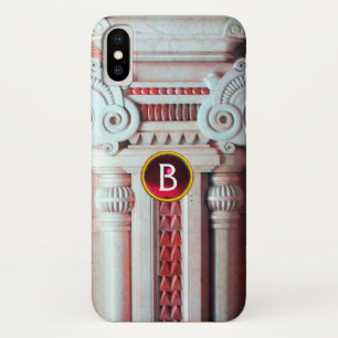 ELEGANTE MARBLE-SPALTE, ROTES GEM-STEIN-MONOGRAMM Case-Mate iPhone HÜLLE
