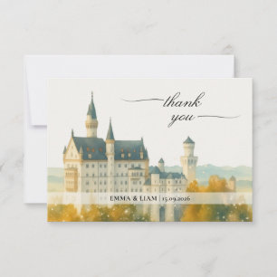 Elegante Märchenschloss-Hochzeit Dankeskarte