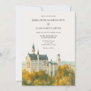 Elegante Märchenschloss-Hochzeit Einladung