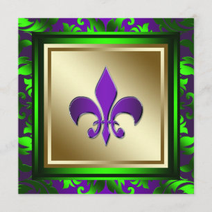 Elegante Mardi-Gras-Fleur-de-Lis-Hochzeit Einladung