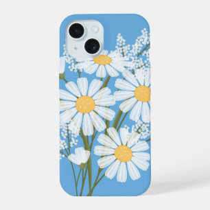 Elégante marguerite florale blanche sur bleu