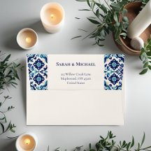 Elégante Mariage Carrelage Bleu Méditerranéen