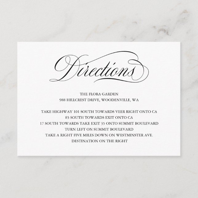 Élégante Mariage de script Instructions Carte de b (Devant)