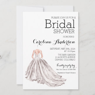 Elégante Mariage Gown Bridal Shower Invitation