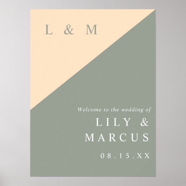 Élégante Mariage Sage Green Et Crème Affiche de bi (Devant)