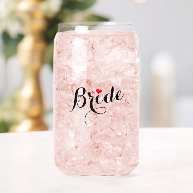Élégante mariée chic Red Heart Mariage Bachelorett (Elegant Chic Bride Red Heart Wedding Bachelorette Can Glass)