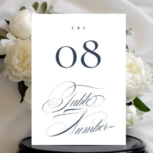 Elegante Marine auf White Wedding 5 x 7 Tischnumme Einladung
