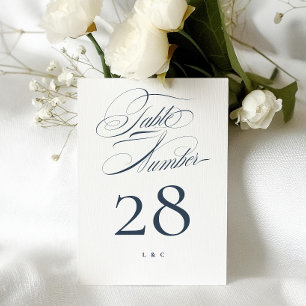 Elegante Marine auf White Wedding 5 x 7 Tischnumme Einladung