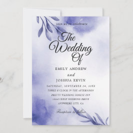 Elégante marine et invitation de mariage violet