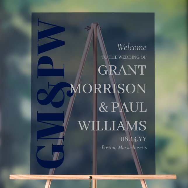 Élégante Marine Grey Initiales Typographie Bienven (Neutre)