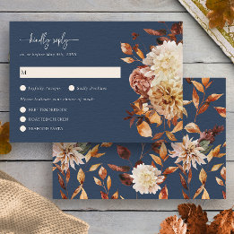 Elégante Marine Leaves Floral RSVP Card
