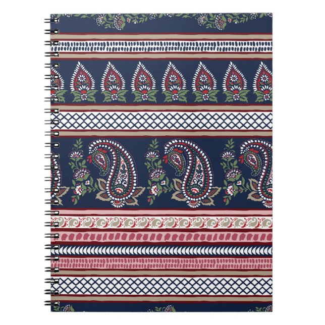 Elegante Marine Paisley: Zeitloses Grenzdesign Notizblock (Vorderseite)