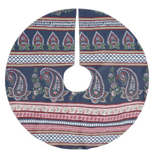 Elegante Marine Paisley: Zeitloses Grenzdesign Polyester Weihnachtsbaumdecke