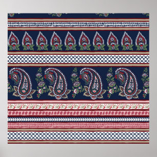 Elegante Marine Paisley: Zeitloses Grenzdesign Poster