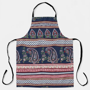 Elegante Marine Paisley: Zeitloses Grenzdesign Schürze