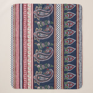 Elegante Marine Paisley: Zeitloses Grenzdesign Sherpadecke