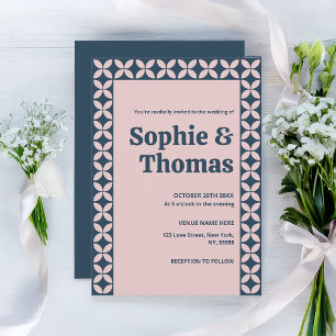 Elegante Marine und Blush Pink Einladung