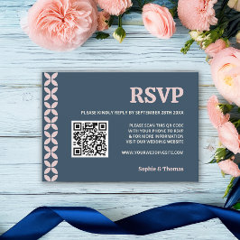 Elegante Marine und Blush Pink RSVP Karte