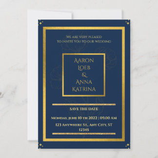 Elegante Marine und Gold dekoriert Einladung