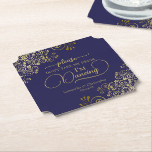Elegante Marine und Gold nehmen meine Trinkhochzei Untersetzer