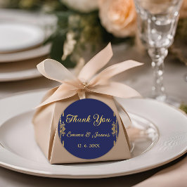 Elegante Marine und Gold Vielen Dank Gastgeschenk  Runder Aufkleber