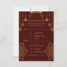 Elegante marine und goldene Antwortkarte