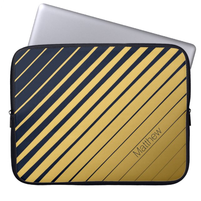 Elegante Marine- und Goldstraßen mit Individuelle  Laptopschutzhülle (Vorderseite)