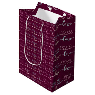 Elegante marine- und silberfarbene Herzen "Liebe" Mittlere Geschenktüte