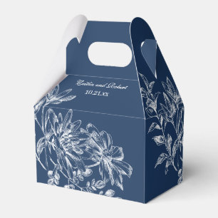 Elegante Marine und Weiße Flora Geschenkschachtel