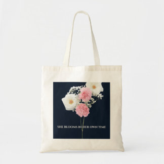 Elegante marineblaue Blumen-Tasche mit inspirieren Tragetasche