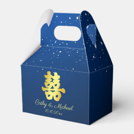 Elegante marineblaue chinesische Hochzeitsschneefl Geschenkschachtel