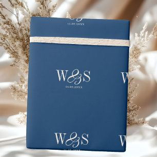 Elegante marineblaue Hochzeitspaare Geschenkpapier
