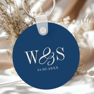 Elegante marineblaue Hochzeitspaare Schlüsselanhänger