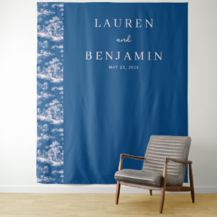 Elegante marineblaue pastorale Szenen Wandteppich