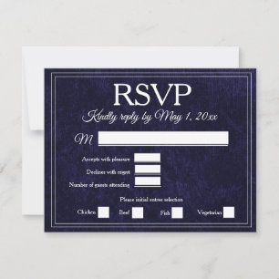 Elegante marineblaue Samt-Hochzeits-RSVP-Karte RSVP Karte