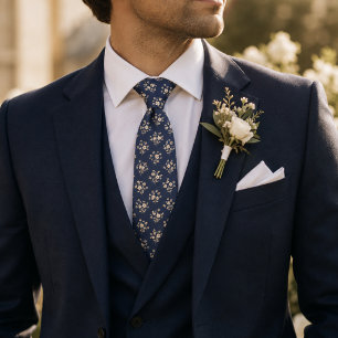 Elegante marineblaue Vintage-Blumen Krawatte