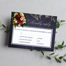 Elegante marinebrodundy Goldskript Blumenhochzeit