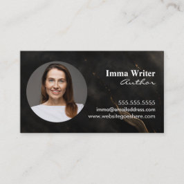 Elegante Marmor-Autorenkontakt-Foto und QR-Code Visitenkarte