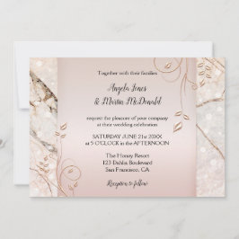 Elegante Marmor Rose Gold Floral Wedding Einladung