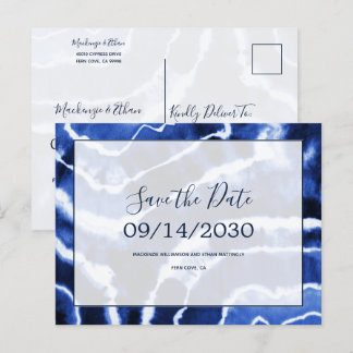 Elegante Marmorhochzeit Gefärbte Krawatte speicher Ankündigungspostkarte