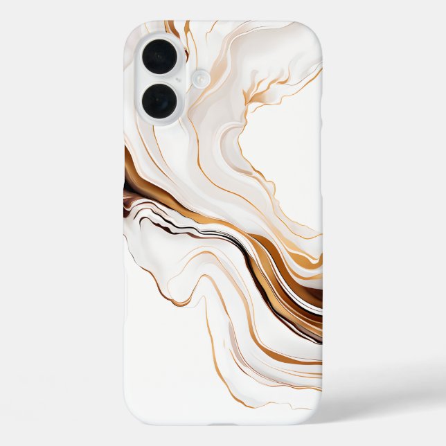 Elegante Marmormuster Brown Swirling Phone Case (Rückseite)