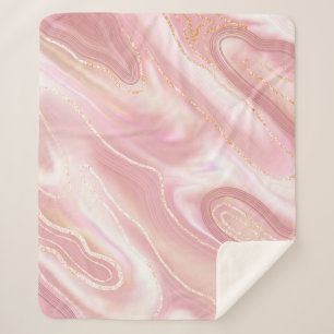 Elegante Marmorstruktur. Rose Gold Flüssigkeit glä Sherpadecke