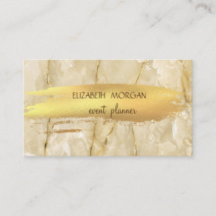 Elegante Marmortextur Gold Foil Pinselstrich Visitenkarte