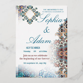 Elegante marokkanische Fliesen-Hochzeitseinladung Folieneinladung