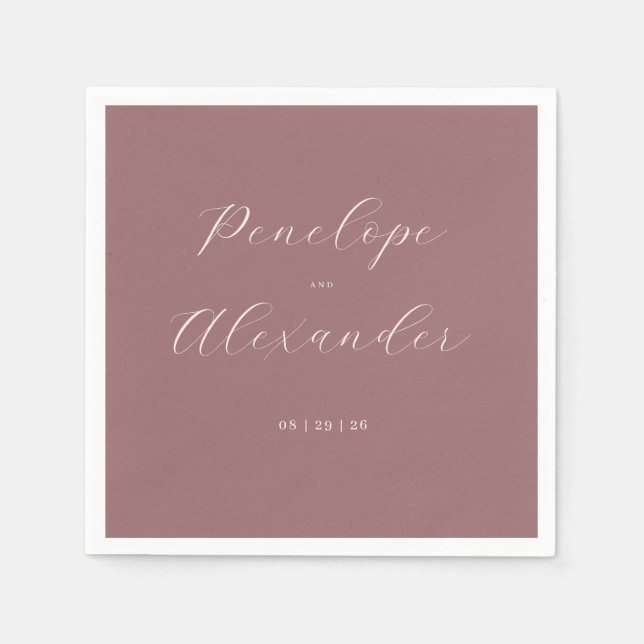 Elegante Maronen Kalligrafie Serviette (Vorderseite)