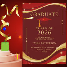 Elegante Maroon and Gold College Graduation Party