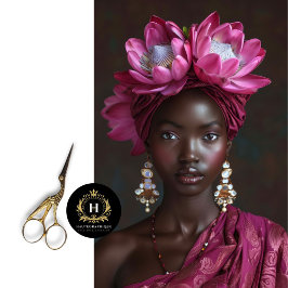 Elegante Maroon Black Woman Portrait Decoupage Seidenpapier