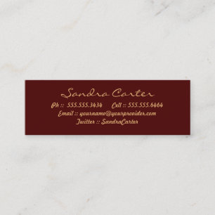 Elegante Maroon & Gold Blühtest Kontaktkarten Telefonnummerkarte