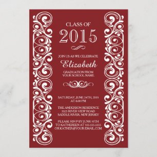 Élégante Maroon White Graduation Party Invitation